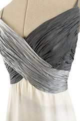 Spring 2000 Hanae Mori Haute Couture Forest & Butterfly Print Silk Chiffon Dress & Silk Huge Scarf