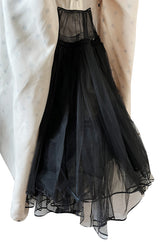 Well Documented Spring 1988 Valentino Haute Couture Silk Dress w Sweeping Dotted Train & Flower