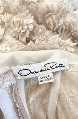 Spring 2008 Oscar De La Renta Embroidered Beaded Ribbon Work Floral Silk Organza Wedding Dress