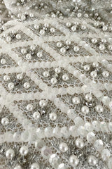 Fabulous 1960s Madeleine de Rauch Haute Couture Pearl White Sequin & Rhinestone Dress