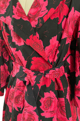 Documented 1962 Marc Bohan for Christian Dior Rose Printed Coated Cotton Raincoat