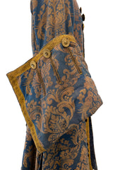 Remarkable Late 1800s Charles H. Fox Theatre Costume Gold & Blue Brocade Great Coat