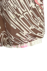 Wonderful 1960s Emilio Pucci Pink & Taupe Printed Silk Chiffon Caftan Dress