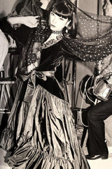 Fall 1980 Yves Saint Laurent Silk Taffeta & Velvet Dress w Asymmetrical Hem