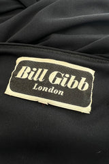 1970s Bill Gibb Museum Held Black Liquid Jersey Dress w MOP Buttons & Extensive Beading