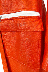 Iconic 1960s Andres Courreges Bright Orange  & White Vinyl Coat or Dress
