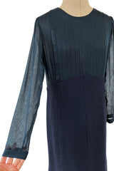 Spectacular Spring 2003 Chanel by Karl Lagerfeld Haute Couture Blue Beaded Runway Dress Coat Suit