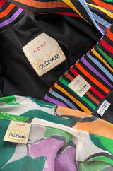 Spring 1992 Todd Oldham Floral Top w Rainbow Striped Jacket & Skirt Suit