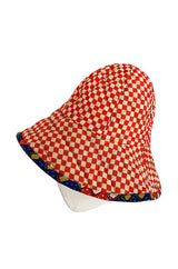 Rare 1971 Marion Foale and Sally Tuffin Blue Floral & Red Checked Pant Jacket & Hat Set