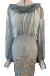 Important Fall 2009 John Galliano “Beautifully Iced Maidens” Beaded Net Pale Blue Grey Dress