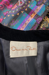 1981 Oscar De La Renta Documented Jewelled Metallic Printed Silk Jacket & Skirt Set