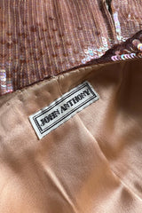 Fabulous 1980s John Anthony Couture Pink & Bronze Fully Sequinned Strapless Dress & Matching Jacket
