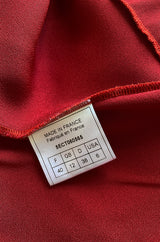Early 2000s Dior Christian Dior by John Galliano Deep Red Satin Finish Bias Cut Dress w Extended Panel
