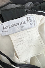 Stunning Spring 1986 Jacqueline de Ribes Black & Ivory Bias Cut Silk Chiffon Dress