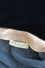 Incredible 1930s Black Silk Velvet Wrap Bias Cut Dress w Elaborate Metal & Bead Belt