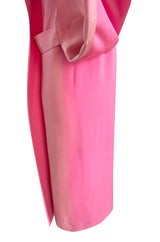 Documented 1969 Pierre Cardin Couture Pink Silk Crepe Diamond Beaded Dress w Overlay