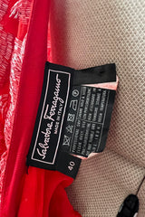 Spectacular 1980s Salvatore Ferragamo Red Glass Beaded One Shoulder Dress