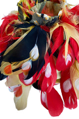 Famous 1971 Bill Blass Vogue Featured Yellow Chenille & Silk Maxi Dress w Elaborate Feather Collar