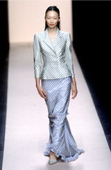 Spring 1999 Oscar de la Renta Strapless Silk Taffeta Dress w Elaborate Back Skirt