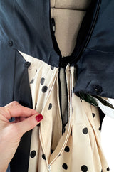 Well Documented Spring 1988 Valentino Haute Couture Silk Dress w Sweeping Dotted Train & Flower