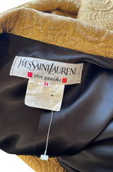 Extraordinary Fall 1991 Yves Saint Laurent Well Documented Gold Brocade Coat W Jewel Buttons