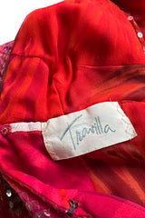 Spectacular 1960s William Travilla Plunging Sequin Covered Couture Silk Dress