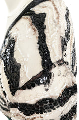 1996 Hanae Mori Haute Couture Hand Beaded Silk Chiffon & Printed Silk Dress