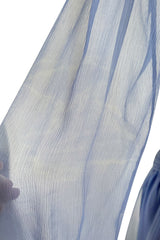 Incredible 1980s Valentino Haute Couture Pale Blue Silk Chiffon Dress w Elaborate Gathered Bodice