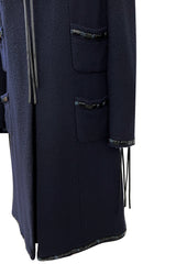 Spectacular Spring 2003 Chanel by Karl Lagerfeld Haute Couture Blue Beaded Runway Dress Coat Suit