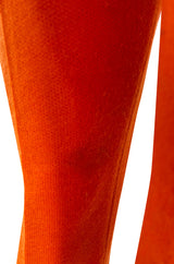 Rare 1970s Courreges Hyperbole Bright Orange Wool Jumpsuit & Matching Cropped Jacket