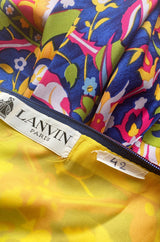 1970s Lanvin Couture Fine Silk Twill Brilliantly Scarf Neck Top & Extra Wide Cut Pant Set