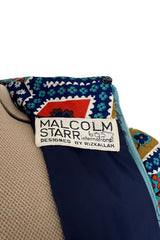 Rare Early 1970s Malcolm Starr by Youssef Rizkallah Felt Folk Art Dress w Quilted Top