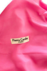 Documented 1969 Pierre Cardin Couture Pink Silk Crepe Diamond Beaded Dress w Overlay