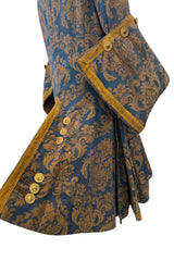 Remarkable Late 1800s Charles H. Fox Theatre Costume Gold & Blue Brocade Great Coat