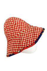 Rare 1971 Marion Foale and Sally Tuffin Blue Floral & Red Checked Pant Jacket & Hat Set