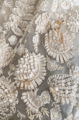Spring 2008 Oscar De La Renta Embroidered Beaded Ribbon Work Floral Silk Organza Wedding Dress
