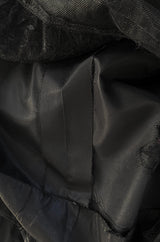 Important Fall 1959 Christian Dior by YSL Couture Black Silk Tafetta & Chantilly Lace Dress w Pouf Sleeves