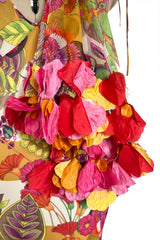 Gorgeous Spring 2005 Christian Dior by John Galliano Silk Print Dress w Flowered Edge Scarf