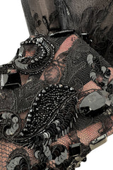Superb 1970s Christian Dior by Marc Bohan Demi-Couture Net Lace Dress w Elaborate Beading
