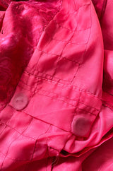 Mid 1950s Christian Dior London Demi-Couture Raspberry Printed Silk Coat & Dress Set