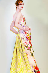 Exceptional Spring 1995 Bill Blass Runway & Book Piece Floral Silk Taffeta & Gingham Dress