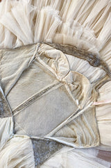 Rare Late 1920s Early 1930s Howard Greer Silver Beaded Halter Dress w Silk Tulle Net Tiered Skirt