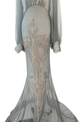 Important Fall 2009 John Galliano “Beautifully Iced Maidens” Beaded Net Pale Blue Grey Dress
