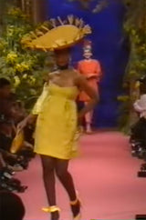 Spring 1988 Christian Lacroix Luxe Label Demi-Couture Lime Green Puff Silk Dress W Changeable Panel