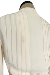 Spring 1976 Chanel Haute Couture Silk Ivory Dress w Hand Stitched Pleats