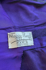 Divine 1955 Maggie Rouff Haute Couture Metallic Gold Silk Brocade Dress w Purple Silk Back Skirt
