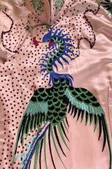 Rare Antique / 1920s Hand Embroidered & Sequinned Pink Silk Cheongsam Textile Example Dress