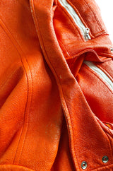 Iconic 1960s Andres Courreges Vivid Orange & White Vinyl Coat or Dress w Original Belt