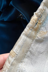 Decadant 1920s Unlabeled Deep Blue Silk Kimono w Hand Embroidered Dragons