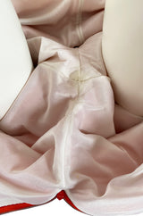 Rare 1970s Courreges Hyperbole Bright Orange Wool Jumpsuit & Matching Cropped Jacket